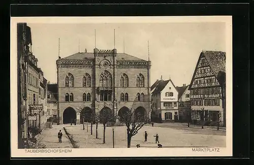 AK Tauberbischofsheim, Marktplatz mit Schweinemetzgerei Karl Kremer