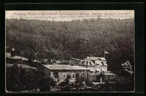 AK Rudolstadt, Kurhaus Mörla mit Umgebung aus der Vogelschau