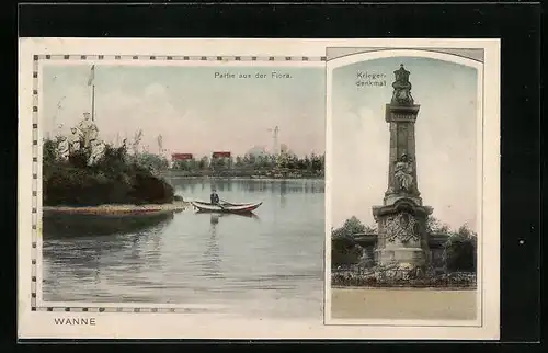 AK Wanne, Partie aus der Flora und Kriegerdenkmal