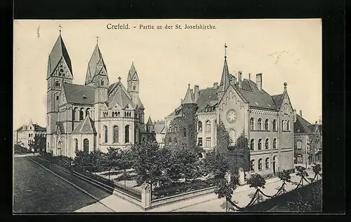 AK Crefeld, Partie an der St. Josefskirche