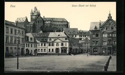 AK Diez a. Lahn, Unter-Markt mit Schloss