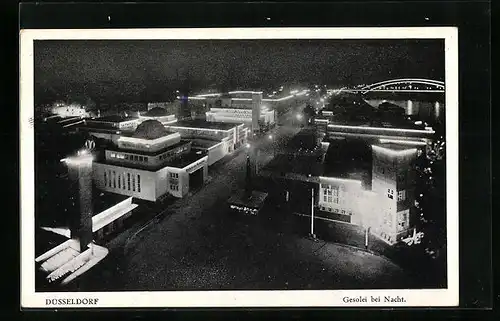 AK Grosse Ausstellung Düsseldorf 1926, Gesolei bei Nacht