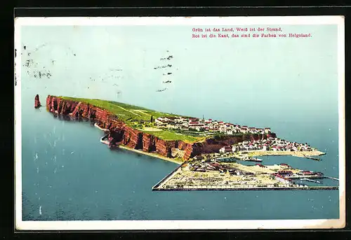 AK Helgoland, Die Insel vom Flugzeug aus