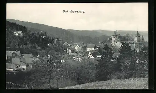 AK Bad Elgersburg, Ortspartie mit Blick auf das Schloss