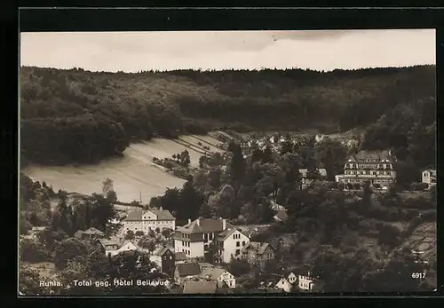 AK Ruhla, Panorama mit Hotel Bellevue