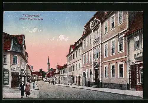AK Heiligenstadt, Untere Wilhelmstrasse mit Geschäften