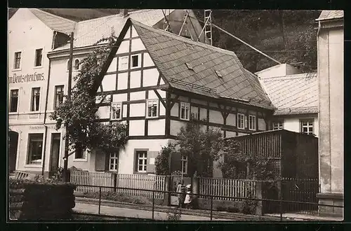 Foto-AK Krippen, Am Hotel Deutsches Haus 1926