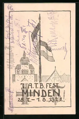 Künstler-AK Minden, 7. ATB Fest 28.7.-1.8.1921