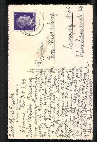 AK Silbertal, Strassenpartie zur Kirche hin mit Lobspitze