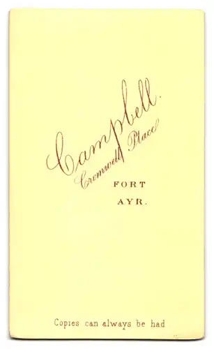 Fotografie Campbell, Fort Ayr, Cromwell Place, bürgerlicher Mann mit hoher Stirn und Schnauzbart