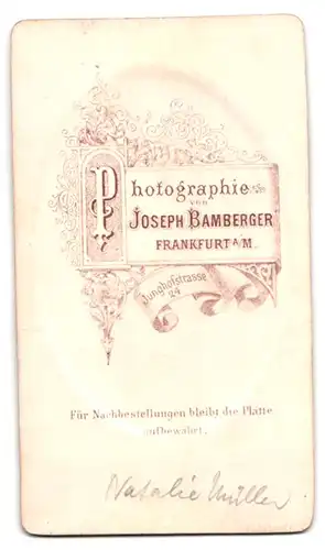 Fotografie Joseph Bamberger, Frankfurt a.M., Junghofstrasse 24, hübsche gutbürgerliche Dame mit Hochsteckfrisur
