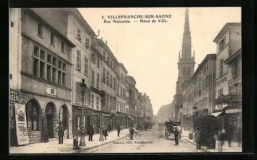 AK Villefranche-sur-Saone, Rue Nationale, Hotel de Ville