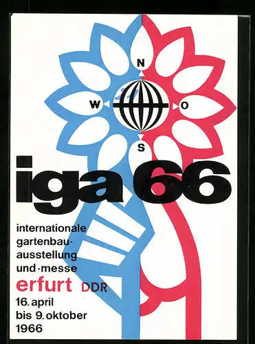 AK Erfurt, Internationale Gartenbau-Ausstellung und -Messe 1966, Symbol der iga 66