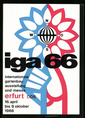 AK Erfurt, Internationale Gartenbau-Ausstellung und -Messe 1966, Symbol der iga 66