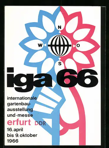 AK Erfurt, Internationale Gartenbau-Ausstellung und -Messe 16.4-9.10.1966, Symbol der iga 66