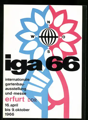 AK Erfurt, Internationale Gartenbau-Ausstellung und -Messe 16.4-9.10.1966, Symbol der iga 66