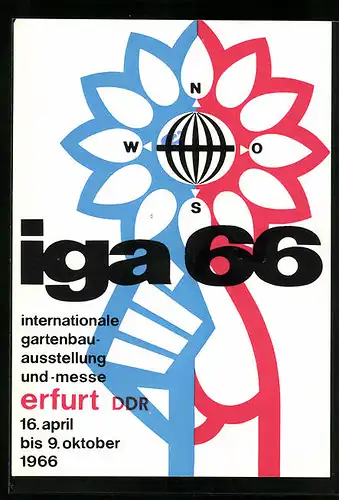 AK Erfurt, Internationale Gartenbau-Ausstellung und -Messe vom 16. April bis 9. Oktober 1966, Symbol der iga 66