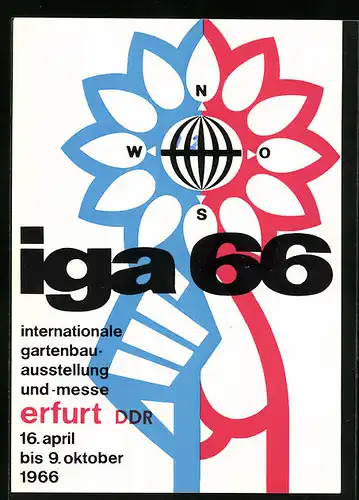 AK Erfurt, Internationale Gartenbau-Ausstellung und -Messe vom 16. April bis 9. Oktober 1966, Symbol der iga 66