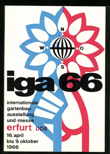 AK Erfurt, Internationale Gartenbau-Ausstellung und -Messe vom 16. April bis 9. Oktober 1966, Symbol der iga 66