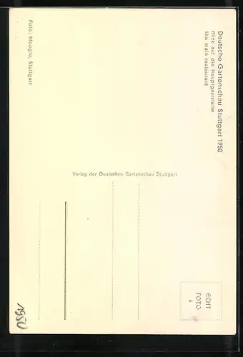 AK Stuttgart, Deutsche Gartenschau 1950, Hauptgaststätte