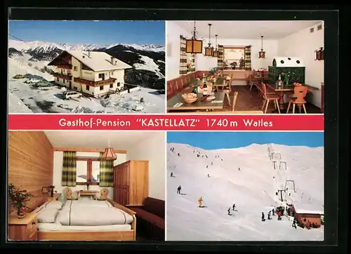 AK Mals-Pramajur /Vinschgau, Gasthof-Pension Kastellatz im Schnee, Innenansichten