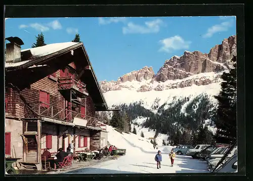 AK Karerpass, Tscheinerhütte im Schnee, Dolomiten