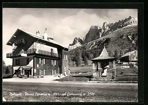 AK Passo Carezza, Panorama col Catinaccio, Dolomiti
