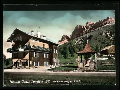 AK Karerpass, Ortspartie mit Rosengarten