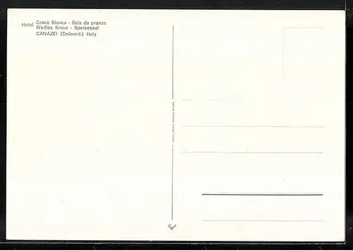 AK Canazei, Hotel Weisses Kreuz - Speisesaal
