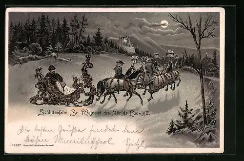AK Schlittenfahrt Sr. Majestät des Königs Ludwig II.
