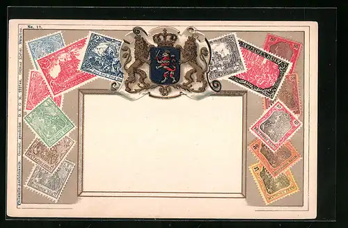 AK Verschiedene Briefmarken aus dem Deutschen Reich mit Wappen