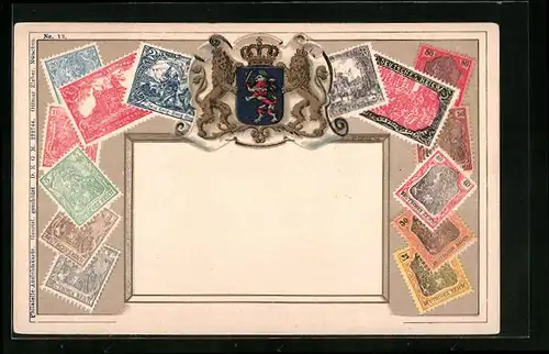 AK Briefmarken aus dem Deutschen Reich mit Wappen
