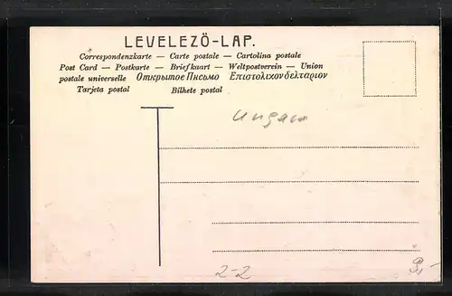 AK Ungarische Briefmarken mit Wappen