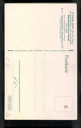 AK Kursächsischer Postmeister fertigt im Jahr 1770 eine Reitpost ab