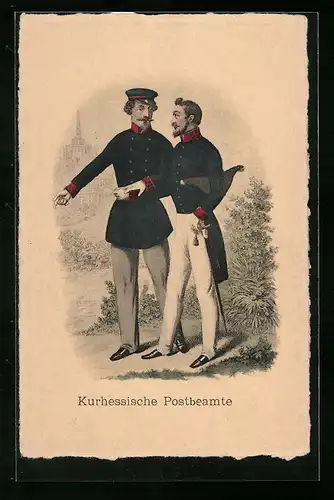 AK Kurhessische Postbeamte in Uniform