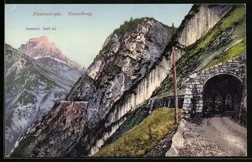 AK Flexenstrasse, Blick zum Hasenfluh