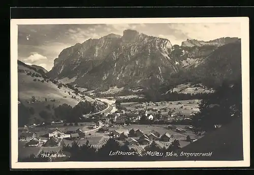 AK Mellau /Breg. Wald, Gesamtansicht von einer Anhöhe aus