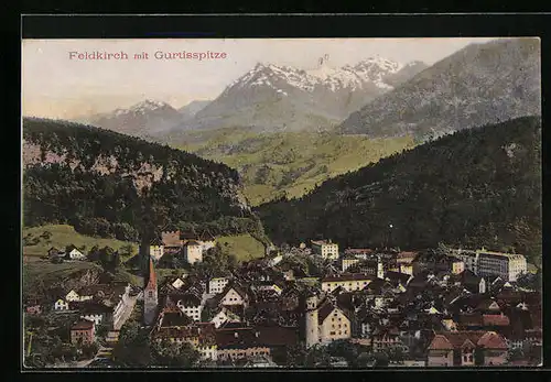 AK Feldkirch, Totalansicht mit Gurtisspitze