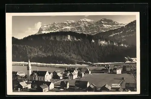 AK Bezau, Ortsansicht aus der Vogelschau