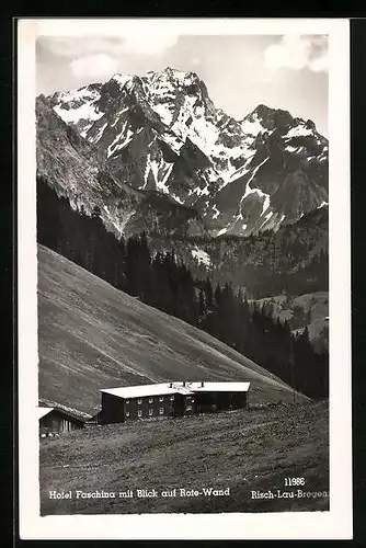 AK Faschina, Hotel mit Blick auf Rote-Wand