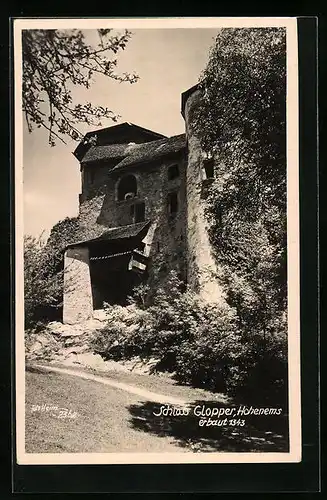 AK Hohenems, Schloss Glopper im Sonnenschein, Teilansicht