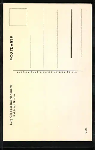 Künstler-AK Hohenems, Burg Glopper, Rittersaal