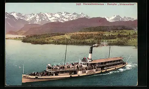 AK Salon-Dampfer Unterwalden auf dem Schweizer Vierwaldstättersee