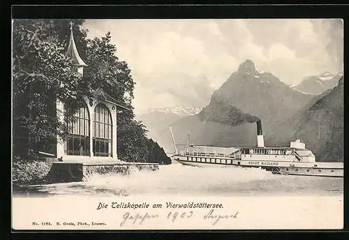 AK Die Tellskapelle am Vierwaldstättersee mit Dampfer Stadt Mailand