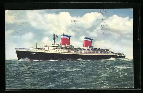 Künstler-AK Passagierschiff United States auf hoher See