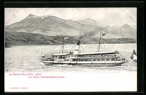 Künstler-AK Salondampfer Uri auf dem Vierwaldstättersee