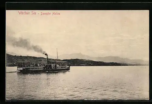 AK Dampfer Helios auf dem Wörther See Volldampf gebend