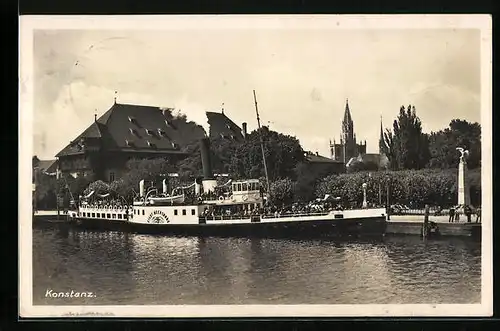 AK Konstanz a. B., Ortspartie mit Dampfer Stadt Meersburg