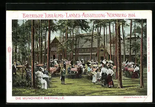 AK Nürnberg, Bayerische Jubiläums-Landes-Ausstellung 1906, Die Münchner Bierhalle