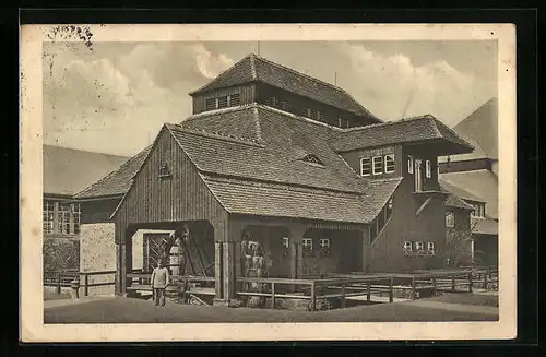 AK Leipzig, Weltausstellung für Buchgewerbe und Graphik 1914, Die alte Haynsburger Papiermühle